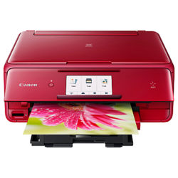 Canon PIXMA TS8052 All-in-One Wireless Wi-Fi Printer with Touch Screen, Red